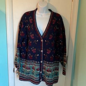 Vintage Basic Editions floral v-neck cardigan Granny Core VGUC